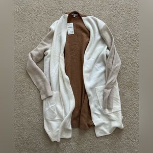 madewell color block browns cardigan large